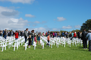 Reading the names on the crosses